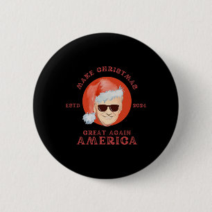 Bóton Redondo 5.08cm Presente Engraçado Vintage Trump Faça o Natal Ser