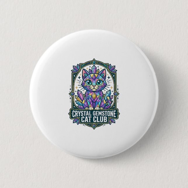 Bóton Redondo 5.08cm Presente para Mãe de Gato com Cristal Gemstone - C (Frente)
