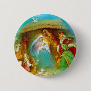 Bóton Redondo 5.08cm Presentes da cena da natividade para o Natal