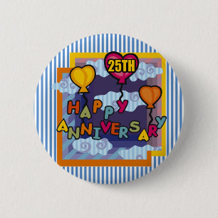 Bóton Redondo 5.08cm Presentes de 25 de Aniversário