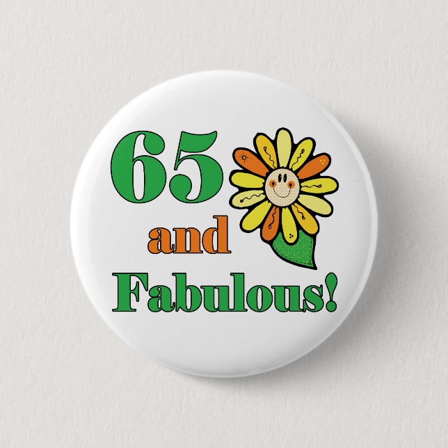 Bóton Redondo 5.08cm Presentes de 65 anos fabulosos (Frente)