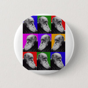 Bóton Redondo 5.08cm Presentes do pop art de Charles Darwin para todas