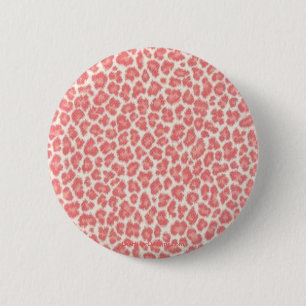 Bóton Redondo 5.08cm Presentes impressos do Leopardo rosa e creme