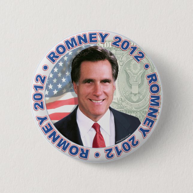 Bóton Redondo 5.08cm Presidente 2012 engrenagem de Mitt Romney (Frente)