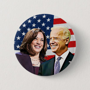 Bóton Redondo 5.08cm Presidente Biden e VP Harris 2024 Eleições