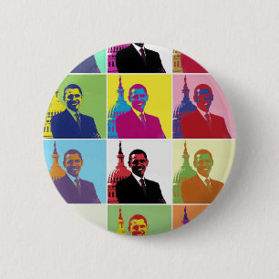 Bóton Redondo 5.08cm Presidente Obama Pop Art
