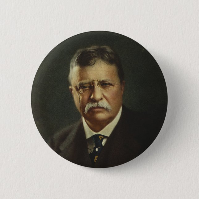 Bóton Redondo 5.08cm Presidente Theodore Roosevelt por Forbes Lithograf (Frente)