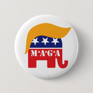 Bóton Redondo 5.08cm Presidente Trump 2020 GOP Elephant Hair MAGA