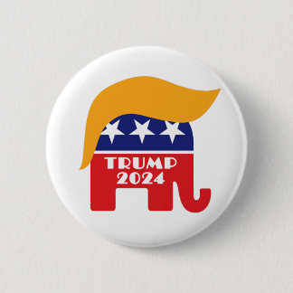 Bóton Redondo 5.08cm Presidente Trump 2024 Republicano Elefante Logotip