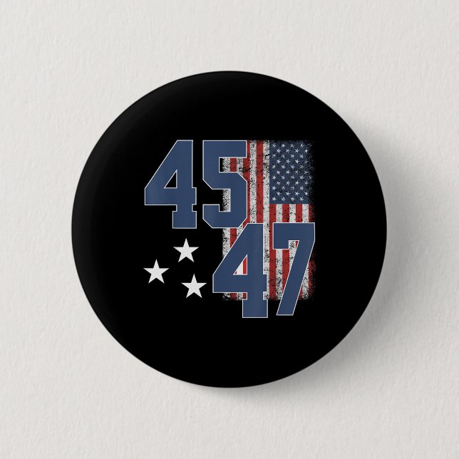 Bóton Redondo 5.08cm Presidente Trump 45 47 Vintage American Flag (Frente)
