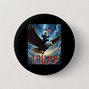 Bóton Redondo 5.08cm Presidente Trump Andando Uma Águia. Política Patri