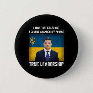 Bóton Redondo 5.08cm Presidente Volodymyr Zelensky Ucrânia Bandeira Ucr