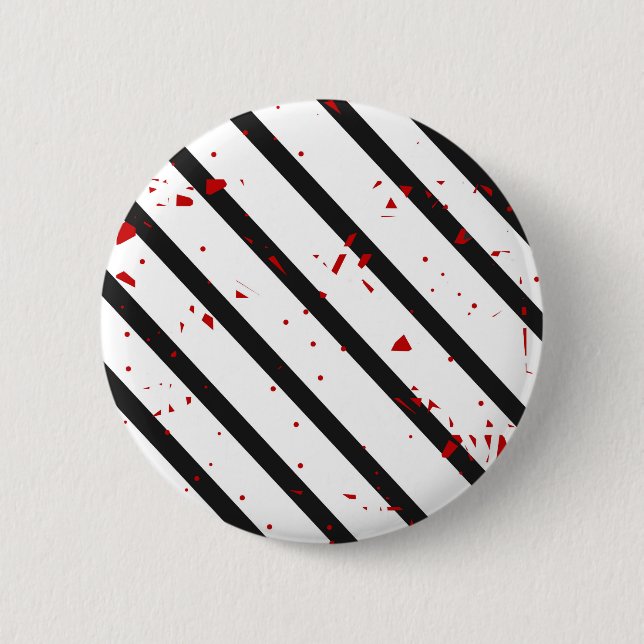 Bóton Redondo 5.08cm Preto, branco e vermelho (Frente)