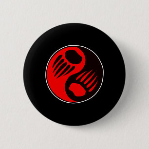 Bóton Redondo 5.08cm Preto de Yin Yang da garra de urso