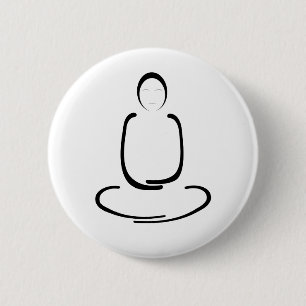 Bóton Redondo 5.08cm Preto do homem da meditação