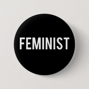 Bóton Redondo 5.08cm Preto e branco feminista