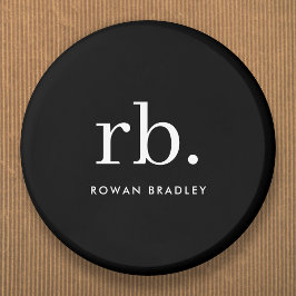 Bóton Redondo 5.08cm preto e branco mínimo Elegante clássico monograma