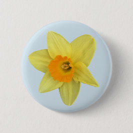 Bóton Redondo 5.08cm Primavera amarelo Daffodil em azul pálido