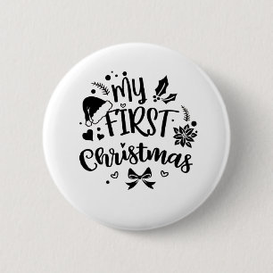 Bóton Redondo 5.08cm Primeira Família de Festas de Natal do Bebê