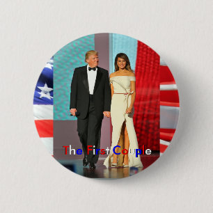 Bóton Redondo 5.08cm Primeiramente casal Donald e inauguração do trun