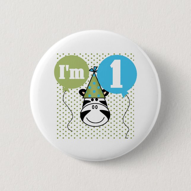 Bóton Redondo 5.08cm Primeiro aniversario da zebra (Frente)