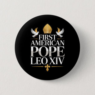 Bóton Redondo 5.08cm Primeiro Papa Americano Leo Xiv Religiosos Católic