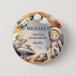 Bóton Redondo 5.08cm Primeiro Passeio Pelo Sol Aniversário Do Espaço Az