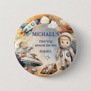 Bóton Redondo 5.08cm Primeiro Passeio Pelo Sol Aniversário Do Espaço Az