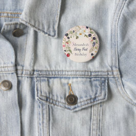 Bóton Redondo 5.08cm Primeiro primeiro aniversario do Strawberry Berry