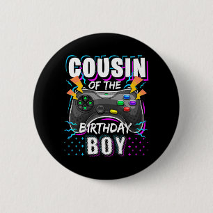 Bóton Redondo 5.08cm Primo do Birthday Boy Matching Video Game Bir