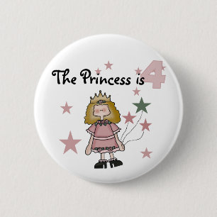 Bóton Redondo 5.08cm Princesa 4º aniversário Camisetas e presentes