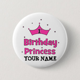 Bóton Redondo 5.08cm Princesa do primeiro aniversario! com coroa