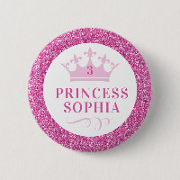 Princesa Rosa-Brilhante Personalizada Aniversário
