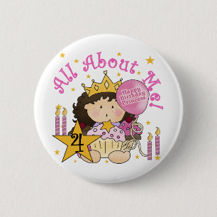 Bóton Redondo 5.08cm Princesa Sobre Os Meus 4º Aniversário Camisetas