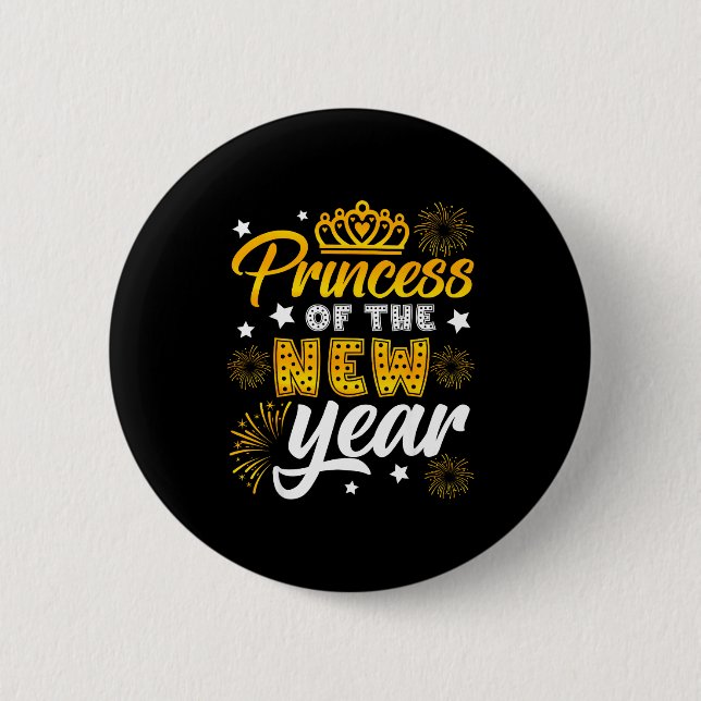 Bóton Redondo 5.08cm Princess Of The New Year 2026 New Years Eve Firewo (Frente)
