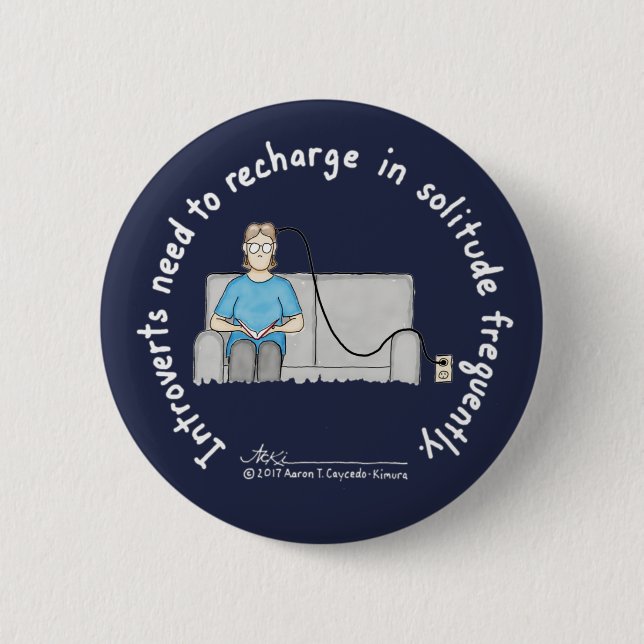 Bóton Redondo 5.08cm Princípios introvertidos: Botão azul escuro do (Frente)