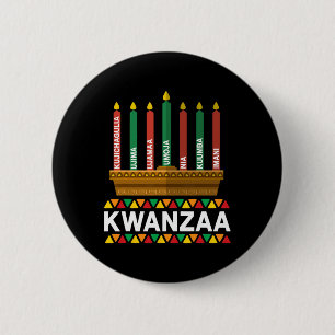 Bóton Redondo 5.08cm Princípios Kwanzaa Candles Kinara Pan Afri