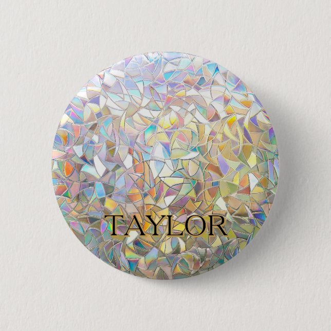 Bóton Redondo 5.08cm Prismatic Stained Glass Effect - Rainbow Prismatic (Frente)