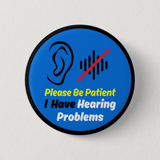 Bóton Redondo 5.08cm Problemas de audição design azul (Frente)