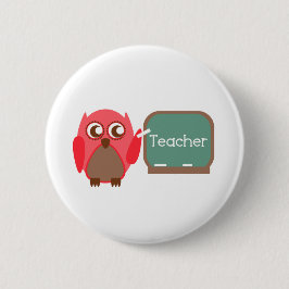 Bóton Redondo 5.08cm Professor vermelho da coruja no quadro