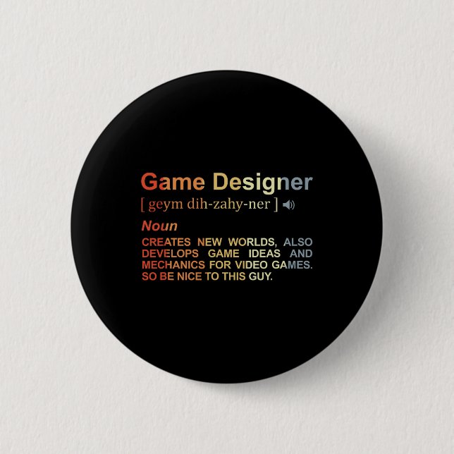 Bóton Redondo 5.08cm Programador de Jogo Definição do Designer de Jogo  (Frente)
