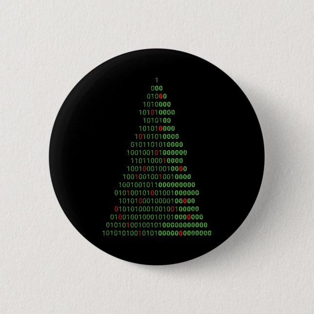 Bóton Redondo 5.08cm Programas De Computadores De Árvore De Natal Binár (Frente)