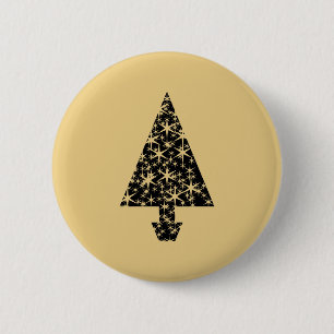 Bóton Redondo 5.08cm Projeto preto e Dourado da árvore de Natal da cor