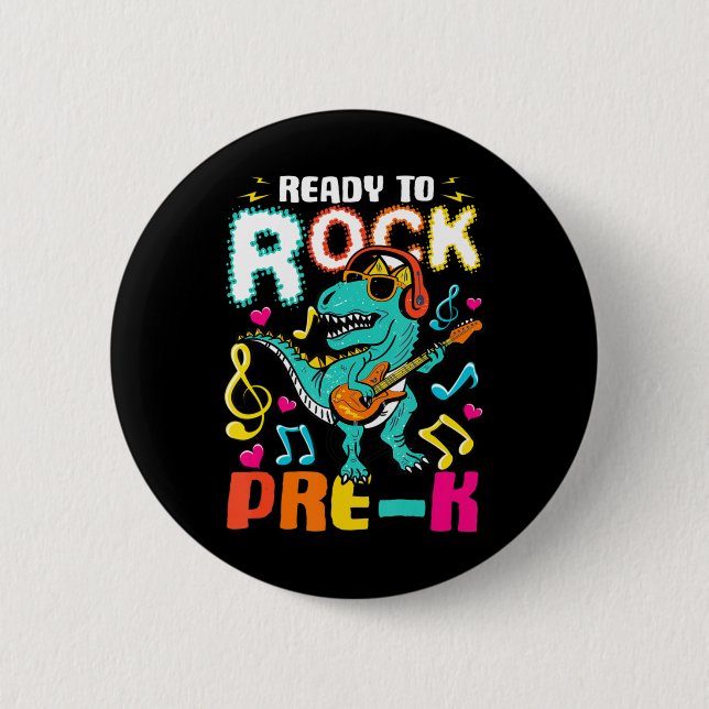 Bóton Redondo 5.08cm Pronto Para Arrastar Dinossauro Pré-K De Volta Par (Frente)