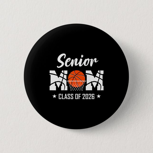 Bóton Redondo 5.08cm Proud senior basketball mom 2026 graduation  (Frente)