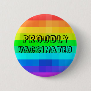 Bóton Redondo 5.08cm Proudly Vaccinated - Rainbow Covid Vaccination