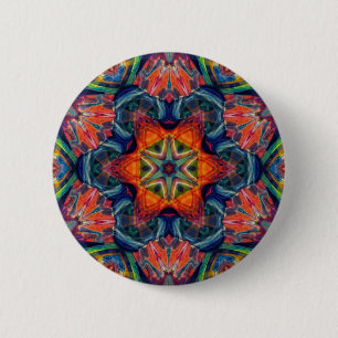 Bóton Redondo 5.08cm Psicodélica Colorida Kaleidoscópio Padrão