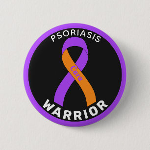 Bóton Redondo 5.08cm Psoriasis Warrior Ribbon Black Button