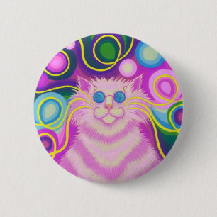 Bóton Redondo 5.08cm Psy-cat-delic Pink button badge