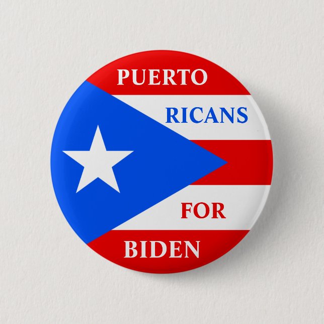 Bóton Redondo 5.08cm Puerto Ricans For Biden (Frente)